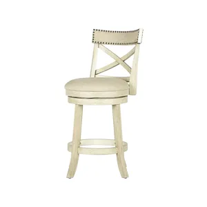 York 24" Counter Stool-Ant White W/Fabric Seat