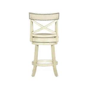 York 24" Counter Stool-Ant White W/Fabric Seat