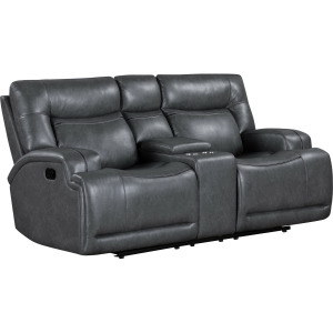Titan Motion Titan Console Loveseat W Dual Recliners-Gray