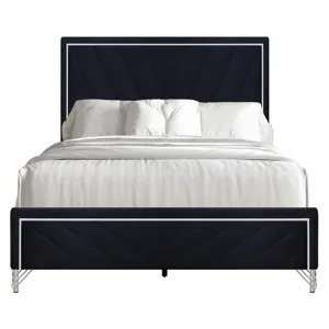 Ava Headboard, Footboard & Slat Kit-Ebony - Queen