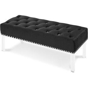 Vivian Black Velvet Bench Crystal Buttons