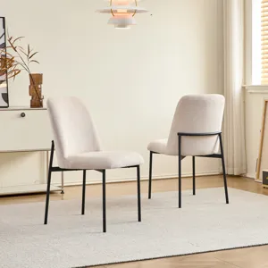 Erik Side Chair W Black Metal Frame-Beige(2 Per Carton)
