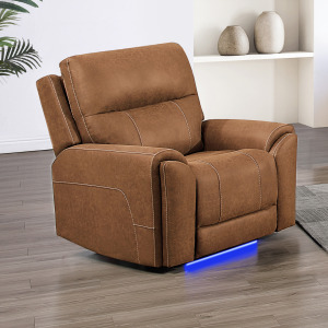 Gaia Sectional-Saddle Gaia Auto Glider Recliner W/Power Headrest & Footrest-Saddle