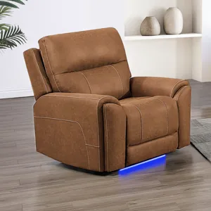 Gaia Sectional-Saddle Gaia Auto Glider Recliner W/Power Headrest & Footrest-Saddle