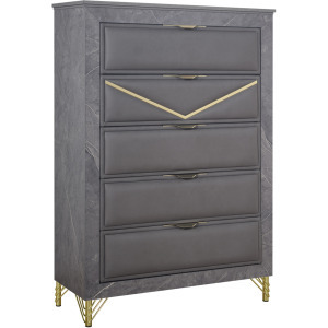 Symmetry Bedroom Symmetry 5 Drawer Chest-Charcoal