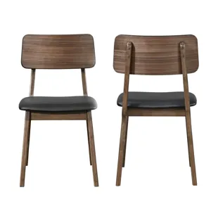 Thea Wood Back Side Chair W/Black Seat(2 Per Carton-Walnut