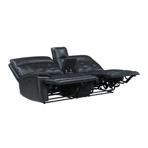 Warner LAF Console Loveseat W 2 Power Footrest And Headrest-Black