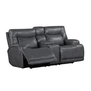 Titan Console Loveseat W/Power Headrest & Footrest-Gray