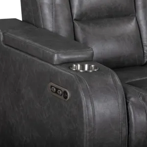 Chester Reclining Console Loveseat W/Power Headrest & Footrest-Gray