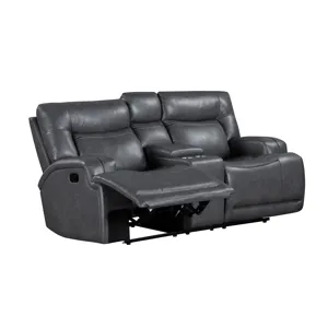 Titan Console Loveseat W Dual Recliners-Gray