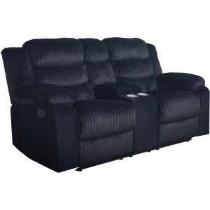 Willow-Black Willow Console Loveseat W Dual Recliners-Black