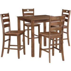 Salem 5 PC Counter Height Dining Set, Table & 4 Chairs Tobacco