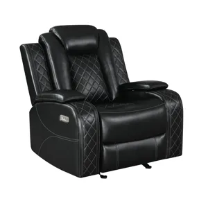 Orion Glider Recliner W/ Power Footrest & Headrest Black