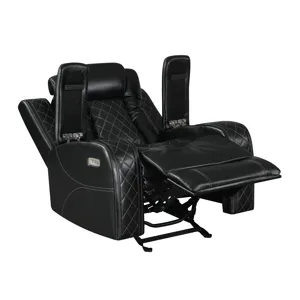 Orion Glider Recliner W/ Power Footrest & Headrest Black
