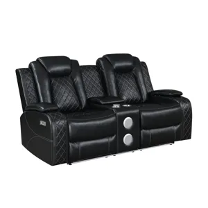 Orion Console Loveseat W/ Dual Recliners Black