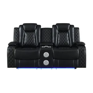 Orion Console Loveseat W/ Dual Recliners Black