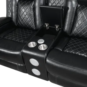 Orion Console Loveseat W/ Dual Recliners Black