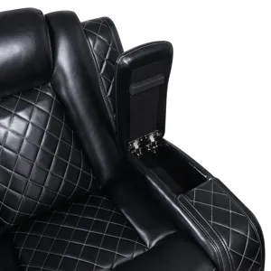 Orion Console Loveseat W/ Dual Recliners Black