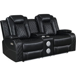 Orion Console Loveseat W/ Power Footrest & Headrest Black