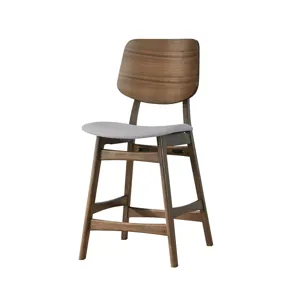 Oscar Counter Chair With Dk Gray Cushion-Walnut