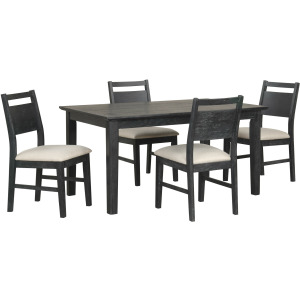 Sable Crest 5 Piece Rectangle Dining Table & 4 Chairs-Black