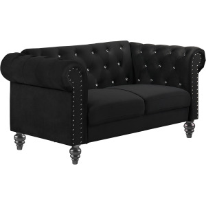 Emma Crystal Loveseat-Black