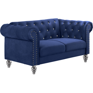 Emma Crystal Loveseat-Royal Blue