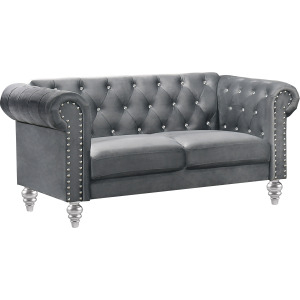 Emma Crystal Loveseat-Gray