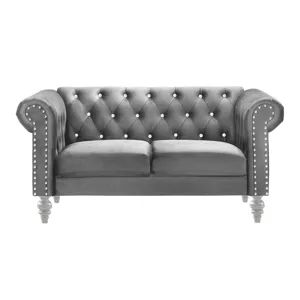Emma Crystal Loveseat-Gray