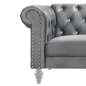 Emma Crystal Loveseat-Gray