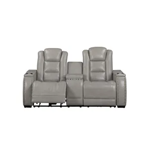Breckenridge II Console Loveseat W Power Footrest & Headrest-Lt Gray
