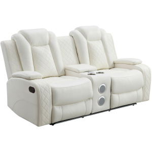 Orion II Console Loveseat W Dual Recliners-White