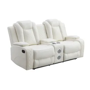 Orion II Console Loveseat W Dual Recliners-White