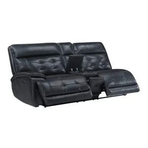 Warner LAF Console Loveseat W 2 Power Footrest And Headrest-Black