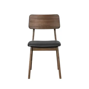 Thea Wood Back Side Chair W/Black Seat(2 Per Carton-Walnut