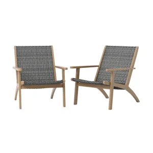 Radius Patio Wood And Gray Wicker Side Chair(2 Per Carton)