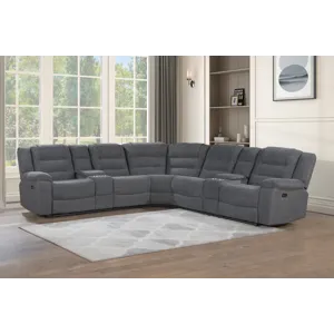 Redondo LAF Console Loveseat W 2 Recliners Power Footrest-Dk Gray