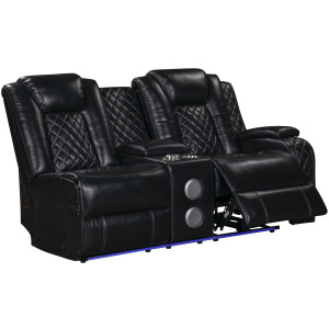 Orion II RAF Console Loveseat W Power Footrest & Headrest-Black