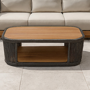 Veranda Outdoor Veranda Rope And Wood Coffee Table