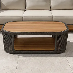 Veranda Outdoor Veranda Rope And Wood Coffee Table