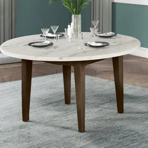 Essence 54" Round Dining Table W/Marble Top-Brown