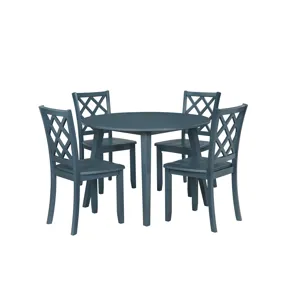 Trellis 5 PC Round Dining Set, Table & 4 Chairs Blue