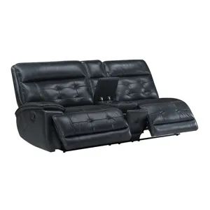 Warner LAF Console Loveseat W 2 Recliners-Black