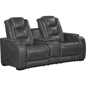 Chester Reclining Console Loveseat W/Power Headrest & Footrest-Gray