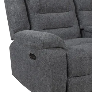 Redondo LAF Console Loveseat W 2 Recliners Power Footrest-Dk Gray