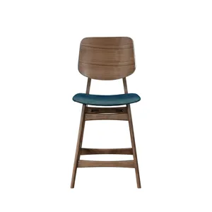 Oscar Counter Chair With Forest Green Cushion-Walnut