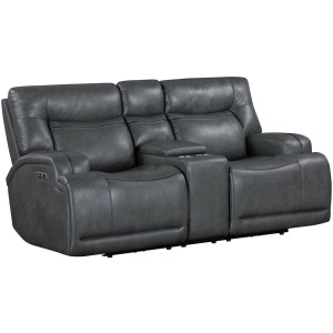 Titan Motion Titan Console Loveseat W/Power Headrest & Footrest-Gray