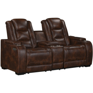 Chester Reclining Console Loveseat W/Power Headrest & Footrest-Brown