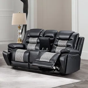 Nikko Console Loveseat W/Power Footrest-Black/Gray