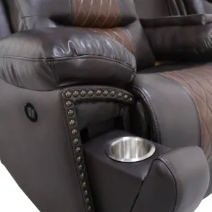 Nikko Console Loveseat W/Power Footrest-Brown